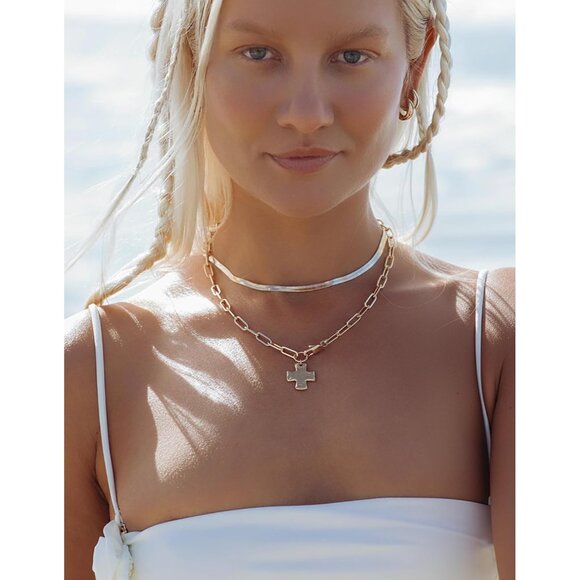 Easter Gifts for Women Chunky Cross Necklace for Women Trendy 14K Gold Plated Si - Picture 3 of 9